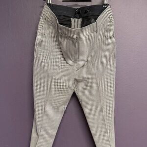 Theory Black and White Micro-Check Cropped Dress Pants